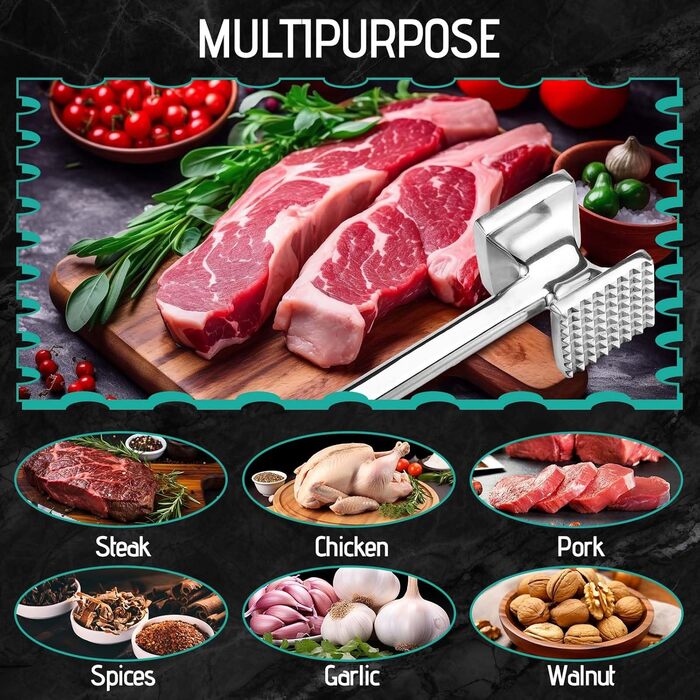 Рубессія М'ясорубка-Клопфер: подвійний молоток для м'яса, подрібнювач для стейків, курки, свинини та шніцелів