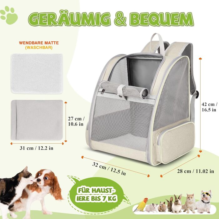 Рюкзак для тварин Allsopets: дихаючий, для котів та собак, маленьких порід, для подорожей та активного відпочинку (кремовий жовтий)