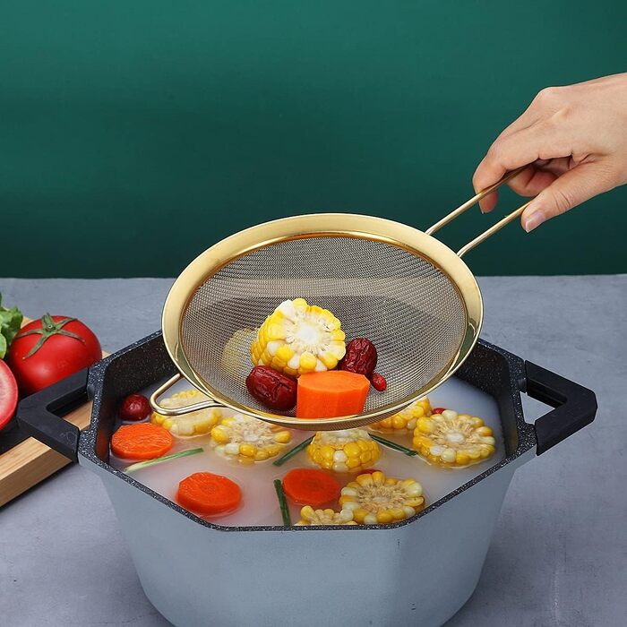 Набір сит для просіювання (3 шт.) з нержавіючої сталі, рожеве золото, для випічки, матча, соусів та макаронів