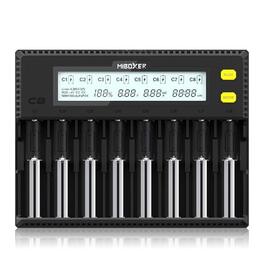 Зарядний пристрій MiBOXER для акумуляторів 18650 8-Bay з LCD дисплеєм, швидка зарядка Li-Ion, LiFePO4, Ni-MH/Ni-Cd (AA, AAA, C, 21700, 26650)