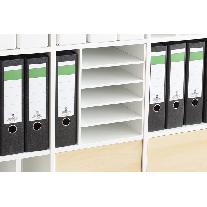 INWONA Kallax Expedit Regal DIN A4 Insert File Folder Paper Shelf Mailbox Sorting Compartment Paper Compartment Storage Document Storage Partition for 5 Single Compartments 25 x 33.5 x 36 cm White