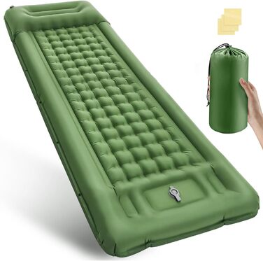 Саморозгортальний килимок Isomatte 12 см, з подушкою для кемпінгу, надувна повітряна матрацна, легкий, компактний, з насосом для відпочинку на природі, походів, намету, пляжу