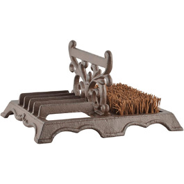 Esschert Design shoe brush with scraper, made of cast iron, 27 x 22 x 14 cm, with brush, with 5-fold scraper, in a noble design