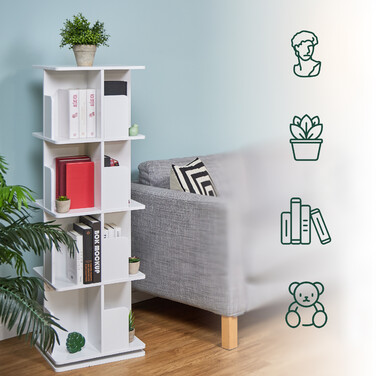 Поворотна біла полиця для книг Relaxdays