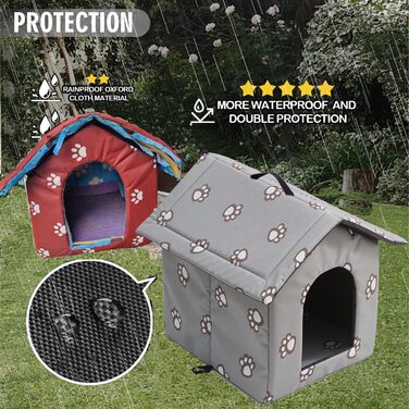 Кіт-будинок Outdoor, Будиночок для котів на вулицю, Зимові будинки для котів на вулицю, Водонепроникний, Будиночок для цуценят на вулицю, Знімний прозорий завіс (L, Сірий-2) Сірий-2 L