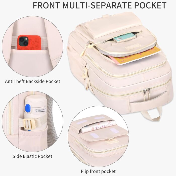 Жіночий шкільний рюкзак, стильний рюкзак для дівчат, мила сумочка для книг, акуратний рюкзак кольору бежевого