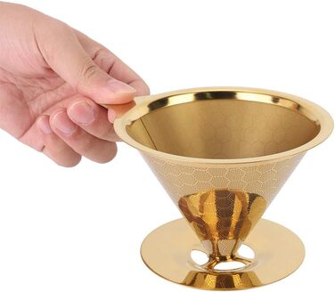 Золотий фільтр для кави Pour-Over з нержавіючої сталі, бджолині соти, багаторазовий, без паперу