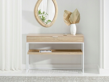 Консольний столик Mebel-Partner, білий / дуб сонома матовий, 110 x 76,5 x 35 см