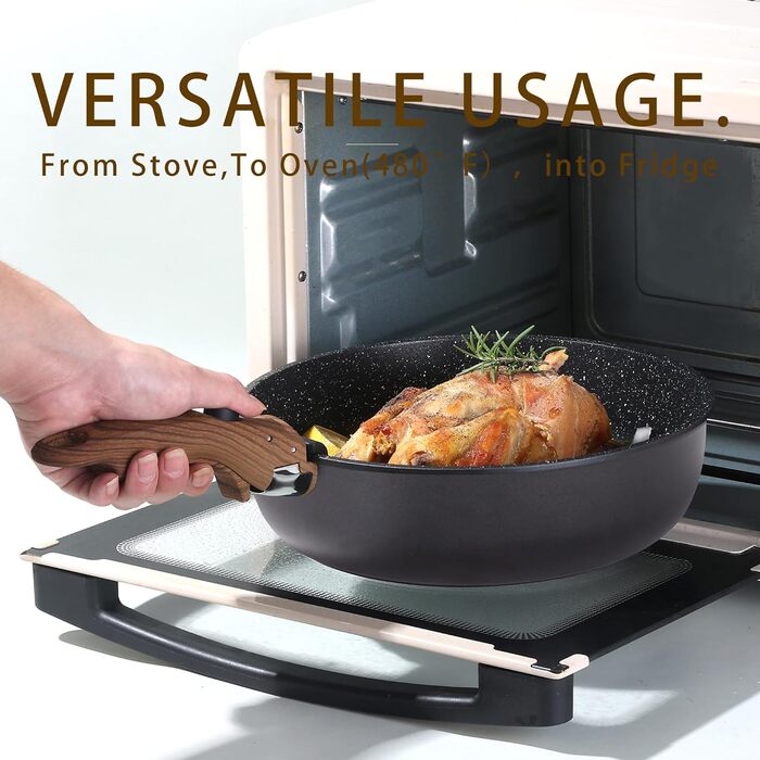 Набір посуду Royal Swiss, індукційний, 9 предметів, 2 знімні ручки, товстостінний посуд з кришкою для всіх типів плит - Бежевий Діамант - Каструлі та сковорідки без PFOA, PFAS