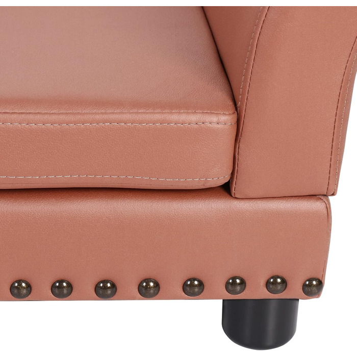 Софа для собак BingoPaw Luxus: велика ортопедична лежанка для собак XL з дихаючого водонепроникного шкірозамінника, сучасна лежанка для тварин з підголівником та дерев'яними ніжками, 120x74x40 см (колір: коричневий)