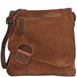 Сумка жіноча LE CONI крос-боді з натуральної замші (коричнева) 29x29x6 см - оригінальна німецька якість