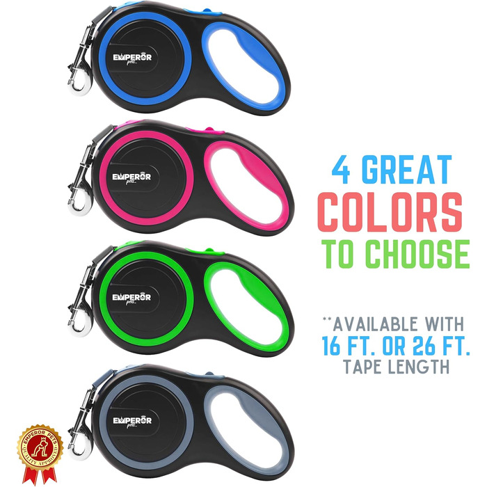 Емператор Петс GY26 - висувна поводок для собак, великих порід, до 50 кг, міцний, сірий, 7.9 м