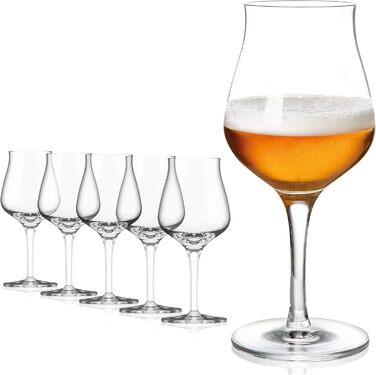 Sahm Beer Glasses Set - 6 pcs - 420ml Beer Sensory Glass - Dishwasher-Safe Beer Glasses - Ideal Gourmet Beer Gift & Craft Beer Glasses