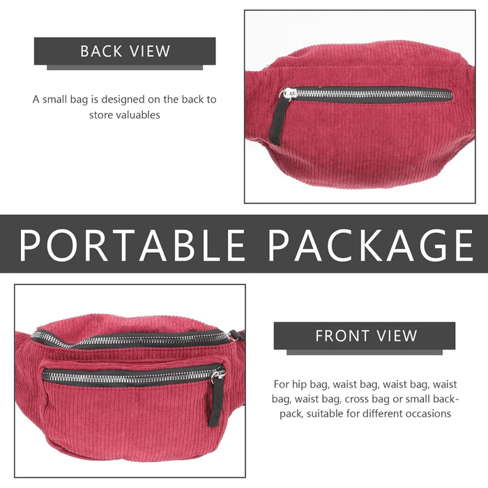 Набір з 2 бананки/поясна сумка Valiclud для жінок та дівчат. Зелений (червоний) колір.