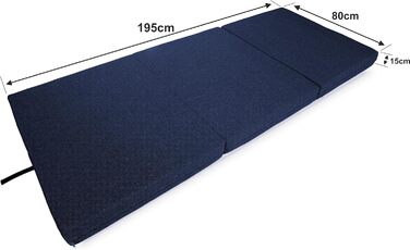 Складаний матрац Sunnypillow Premium 80x195x15 см, три секції, знімний чохол, товстий пінополіуретан, синій – гостьовий, дорожній, складаний матрац для дому та подорожей