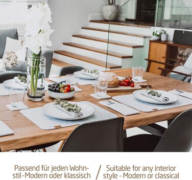 Felt Table Placemats - Set of 24 Table Coasters - Washable Felt Placemats - 8 Place Mats, Glass Coasters, Cutlery Pockets | Light Grey | Square Felt Coasters - Place Mats for Christmas