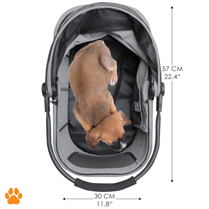 Візок-переноска для собак 2-в-1 CECE | Складаний візок з кошиком для покупок | Сірий меланж