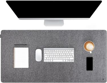 Підкладка під стіл з фетру FORMGUT, 90x30 см, сірий колір - килимок для ноутбука, XXL мишка, захист столу