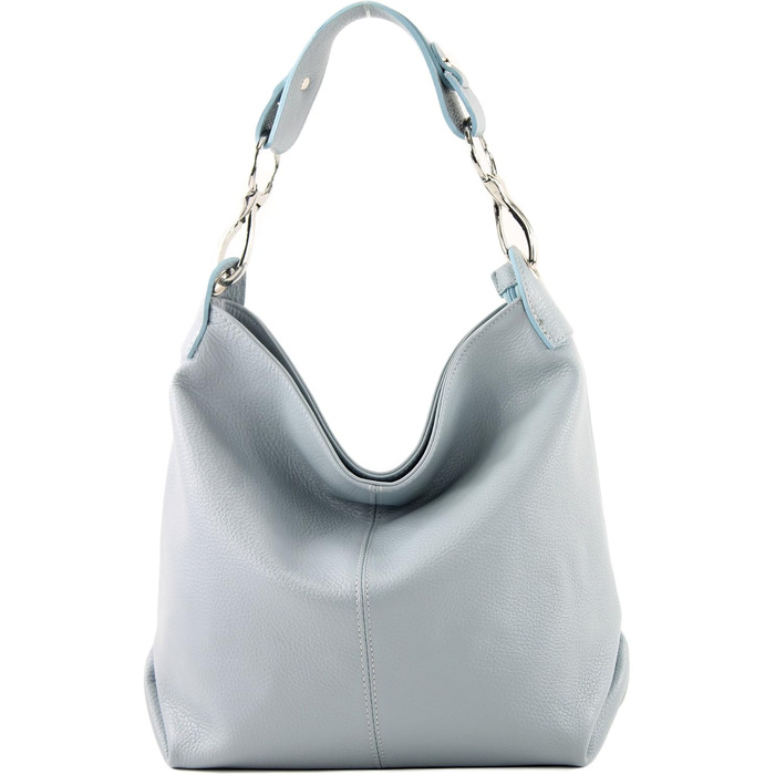 Сумка жіноча шкіряна на плече Modamoda T168 ручної роботи, Італія, блакитний колір