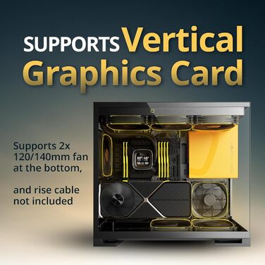 Корпус для ігрового ПК Geometric Future M5 з темперованим склом, Mid Tower, E-ATX/ATX, сталь 1.2mm, Type C, без інструментів, підтримка радіатора 420/360, подвійний відсік, GEO-M5-BNY (чорний/жовтий)