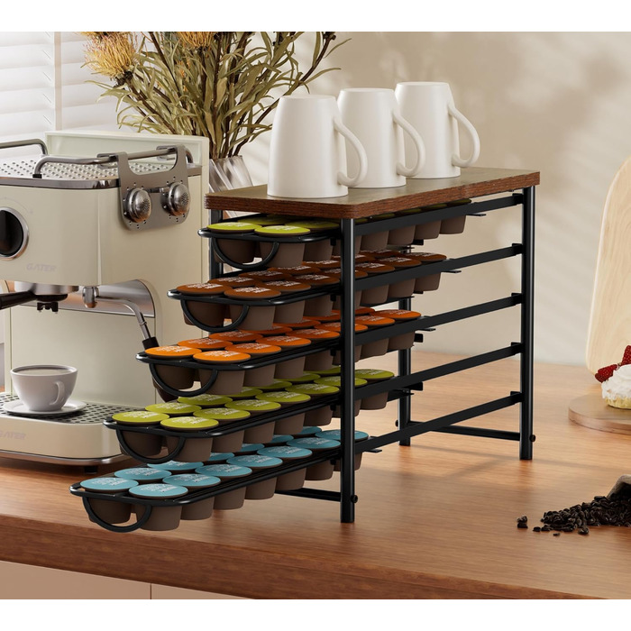 Тримач для капсул кави Dolce Gusto, 5-ярусний металевий ящик для капсул з тихими направляючими та антиковзними ніжками (на 72 капсули)