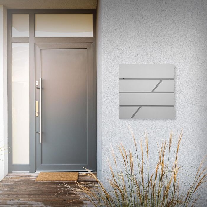 Поштовий ящик ECD Germany з газетницею, нержавіюча сталь, світло-сірий, 37x11x37 см, з 2 ключами, монтажний комплект, сучасний дизайн