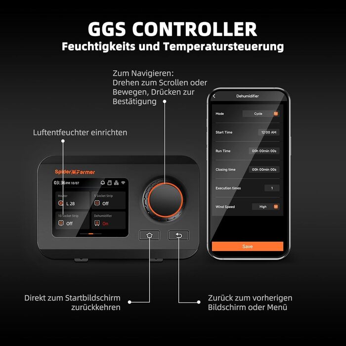 Електричний осушувач повітря Spider Farmer 12L з регулюванням вологості, APP-керування, таймер 24H для теплиці, дому та підвалу