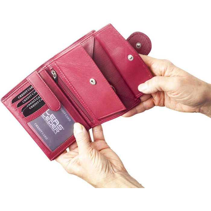 LEAS Women's and Men's Card Holders with Outer Flap in Portrait Format, Genuine Leather, Red Special Edition, Red, 12.5x9cm