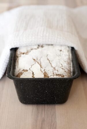 Riess, 0638-022, Professional Baker's Baking Pan, King Cake Mold, Capacity 1.7 Liters, Height 7.8cm, Width 10cm, Length 30cm, Enamel, Black, Bread Baking Pan, Induction, Enamel Baking Pan, Loaf Cake Pan