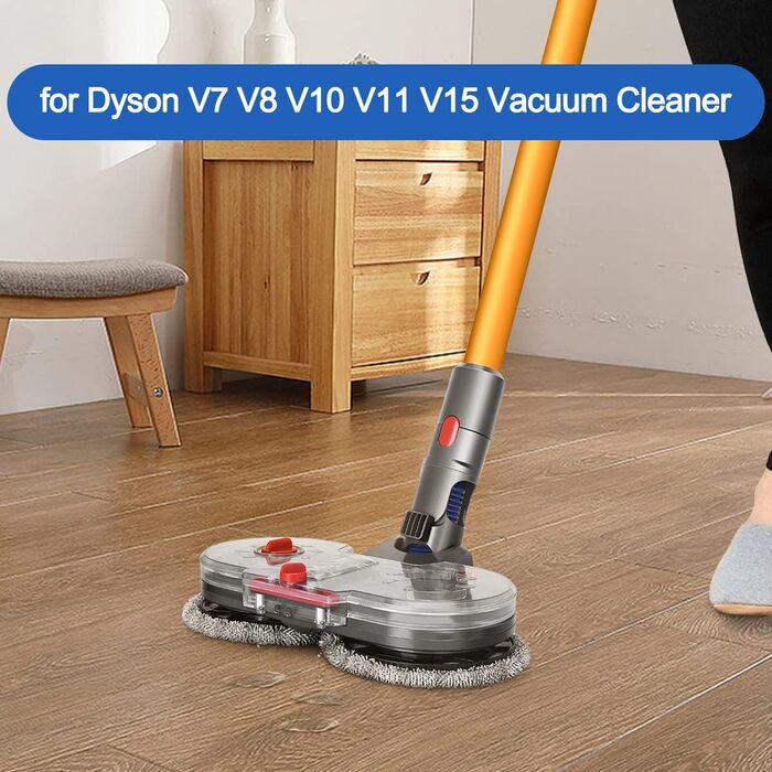 Електрична насадка для пилососів Dyson V11, V10, V7, V8, V15 DrRobor з водяним баком та 12 миючих моп-головок
