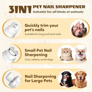 Електричний точилка для кігтів собак, 2025 рік. Безшумна точилка для кігтів собак з 3-ма режимами для великих, середніх та маленьких собак та котів