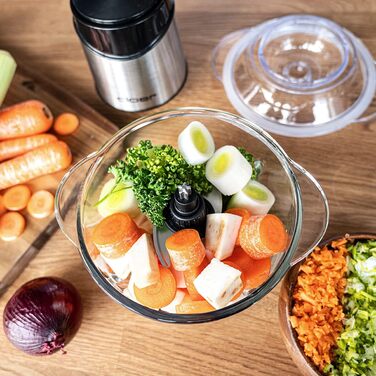 Електричний подрібнювач Cloer 6829 Multi-Zerkleinerer: для фруктів, овочів, горіхів, м'яса, 400 Вт, скло/нержавіюча сталь