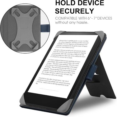 Чохол для Kindle, Kobo, Pocketbook, Tolino, Sony eReader (6.8'') з підставкою, шкіра, блакитний