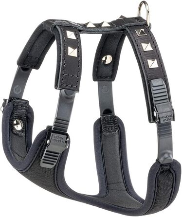 Нашийник для собак середніх порід Ferplast Giotto Luxor з натуральної шкіри та срібними заклепками, чорний, S