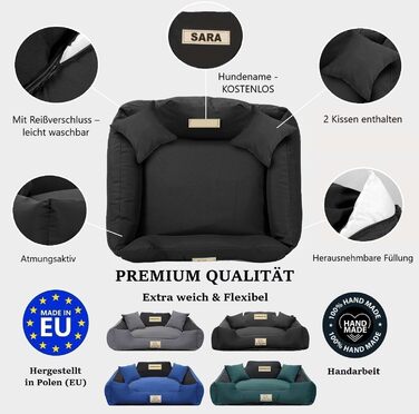 Крісло-ліжко для собак великих порід King Dog XL 115x95 см. Зі змінним іменем, знімний килимок, чорний колір.