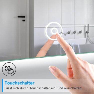 Елегантне дзеркало для ванної кімнати з LED-підсвічуванням 40x60 см, холодне біле світло, енергозберігаюче, настінне