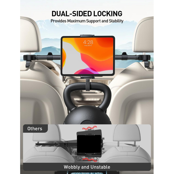 Тримач для планшета TRYONE в авто - регульований, універсальний, для iPad, Samsung Tab, Switch, телефонів (4.7-16.1 дюймів)