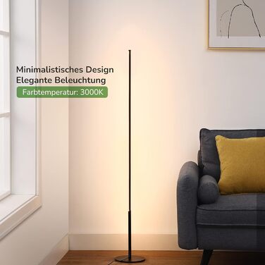 LED торшер EDISHINE для вітальні, спальні та офісу: диммування, тепле світло 3000K, 1100 люмен, 147 см