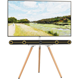 Adjustable TV Stand for 43-65 inch TVs - White Wooden Base with VESA 400x400 Support (35kg Capacity)