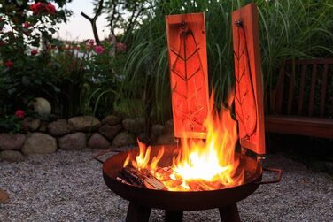 Cedar Grilling Board with Stainless Steel Holder - Durable Larich Wood, 500x175x20mm - Compatible with Fire Pits