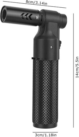 Бутанова пальник-факел Küchenbrenner: велика полум'я Jet, регульована, для кемпінгу, приготування їжі, зварювання, грилю. Повторно заправляється, портативна міні-паяльна лампа. Чорний колір.