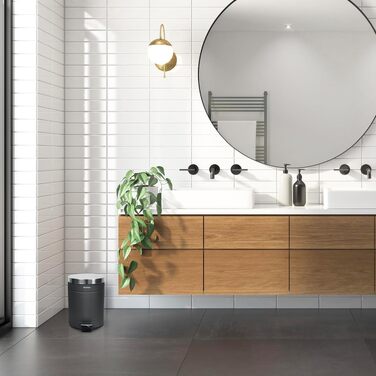 Сміттєвий кошик для ванної кімнати YourCasa® 5л у ретро-стилі з м'яким закриттям (Softclose) та внутрішнім відром, нержавіюча сталь, антрацит