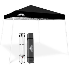 EAGLE PEAK 3x3m Event Tent with Slanted Legs, Pop-up Pavilion for Outdoor Use, UV Protection 50+, Waterproof, Foldable, Folding Pavilion for Camping, Garden, Party, Dark Blue (Black)