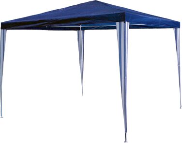SONLEX Garden Gazebo 3 x 3 m, waterproof, including pegs, guy ropes, corner connectors, PE tarpaulin material 110 g/m², painted metal frame, tool-free pop-up system assembly, blue