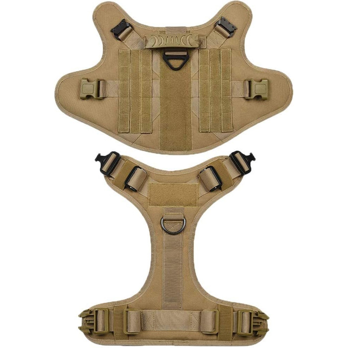 FeimaX Tactical Dog Harness with Handle Military Net Working Tactical Dog Vest Chest Harness for Large Dogs No Pull Adjustable Vest for Walks Training (Brown, S) Brown S