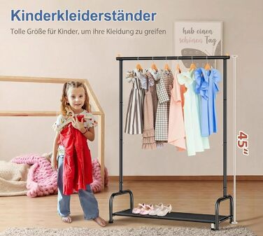 Вішалка для одягу дитяча MISSLO металева з полицею - біла (чорна) для дівчаток та хлопчиків у кімнату, гардеробна стійка для спальні