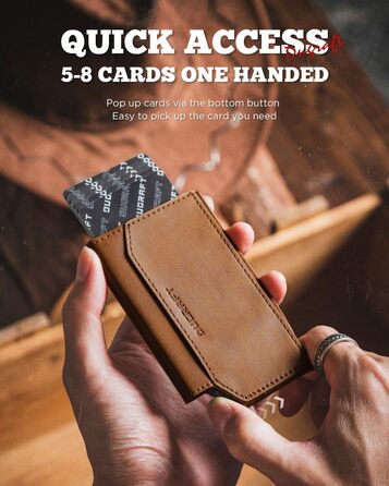 Мінімалістичний гаманець DUGRAFT з віконцем для ID, тонкий, RFID-захист, вміщує 5-8 карт та гроші, колір New Brown