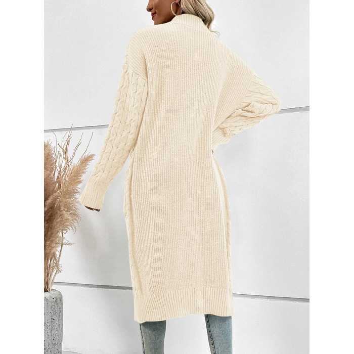 Жіночий в'язаний кардиган Saodimallsu Strickjacke, велика в'язка, світло-зелений (бежевий, XL), з кишенями