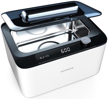 Ультразвукова очищувачка 900мл, 50W, 45kHz для ювелірних виробів, окулярів, годинників, зубних протезів, з 6 режимами та функцією дегазації, біло-чорна