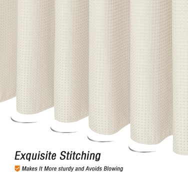 Душовий завіс Gibelle Extra Long 183x213 см, вафельний малюнок, текстиль, водонепроникний, для прання, фіолетовий (слонова кістка)